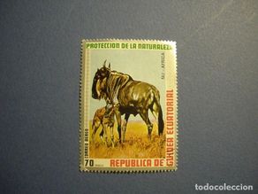 Briefmarken: GUINEA ECUATORIAL - FAUNA - PROTECCION DE LA NATURALEZA - ÑU - AFRICA.
